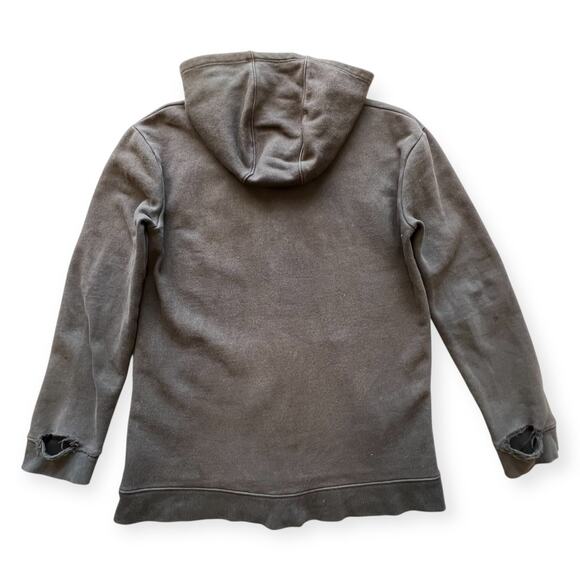 Carhartt Unisex 
Distressed Hoodie Full Zip Embroidered Sweatshirt Gray  18-20 - Picture 10 of 11